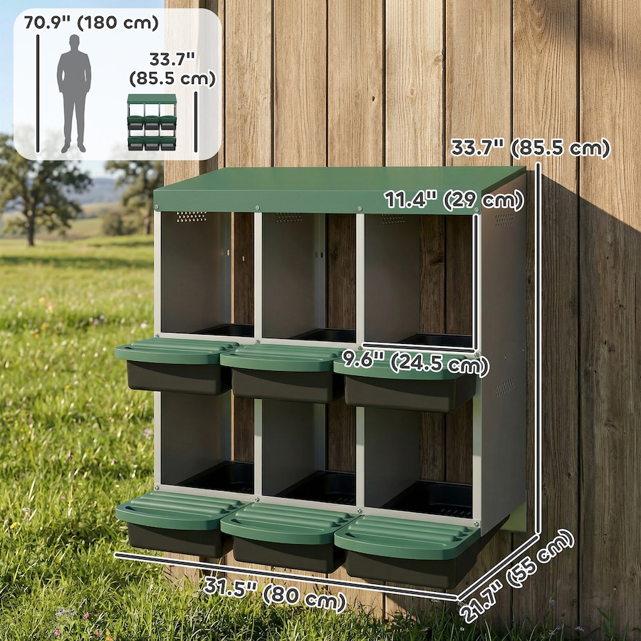 Image 916969_ALTMORE2.jpg, Product 916-969 / Price $134.99, PawHut Chicken Nesting Boxes, 6 Compartment Metal Nesting Boxes for Chicken from PawHut on TSC.ca's Home & Garden department