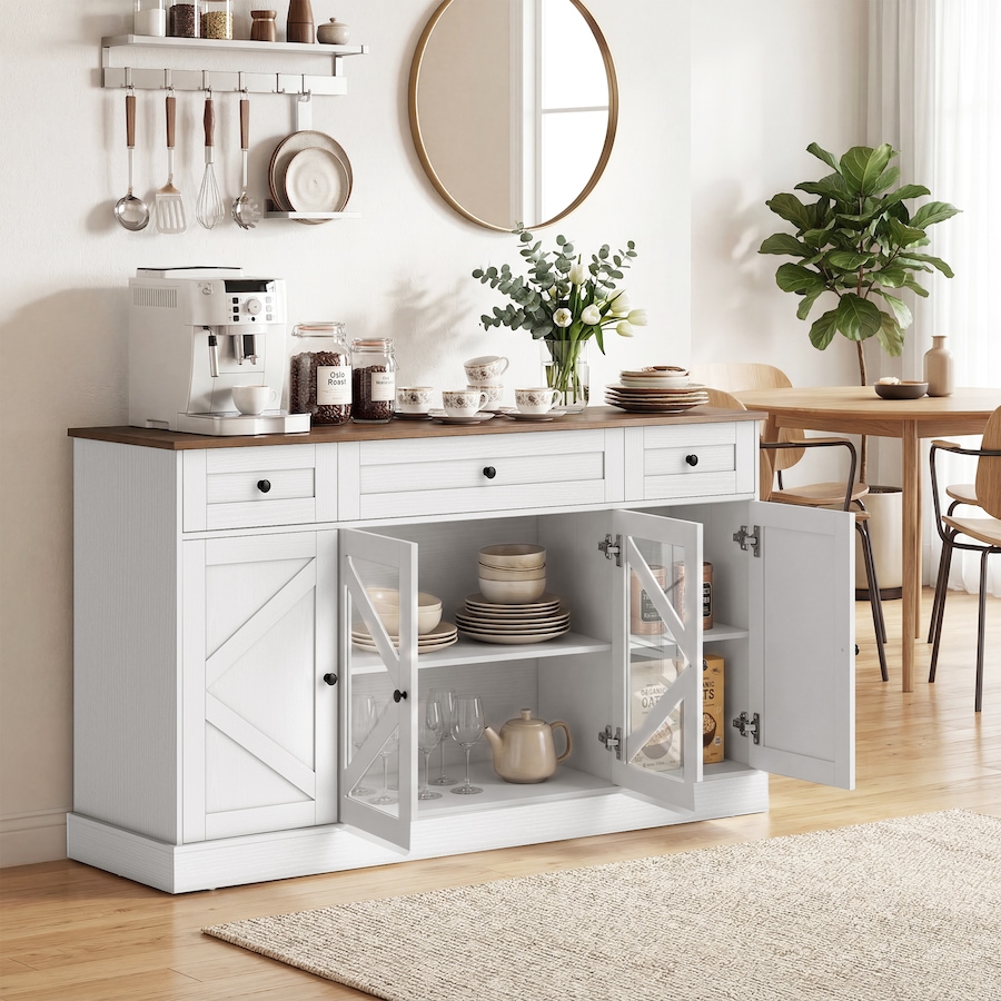 Image 916978_ALTMORE1.jpg, Product 916-978 / Price $234.99, HOMCOM Sideboard Buffet Cabinet 54" Kitchen Cabinet with Acrylic Barn Doors from HOMCOM on TSC.ca's Home & Garden department