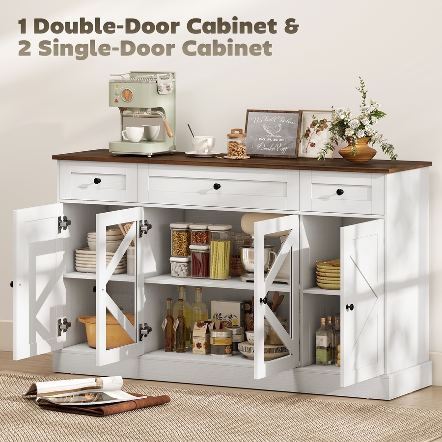 Image 916978_ALTMORE3.jpg, Product 916-978 / Price $234.99, HOMCOM Sideboard Buffet Cabinet 54" Kitchen Cabinet with Acrylic Barn Doors from HOMCOM on TSC.ca's Home & Garden department