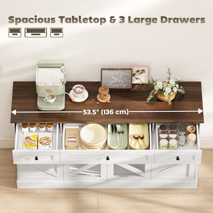 Image 916978_ALTMORE4.jpg, Product 916-978 / Price $234.99, HOMCOM Sideboard Buffet Cabinet 54" Kitchen Cabinet with Acrylic Barn Doors from HOMCOM on TSC.ca's Home & Garden department