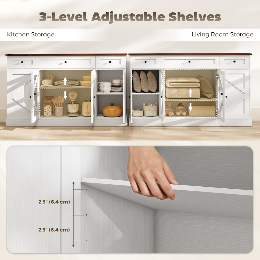 Image 916978_ALTMORE5.jpg, Product 916-978 / Price $234.99, HOMCOM Sideboard Buffet Cabinet 54" Kitchen Cabinet with Acrylic Barn Doors from HOMCOM on TSC.ca's Home & Garden department