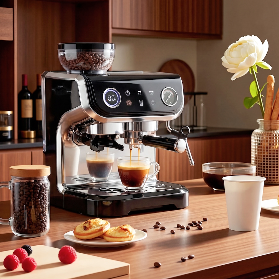 Image 916980_ALTMORE1.jpg, Product 916-980 / Price $289.99, HOMCOM Espresso Machine with Built-in Grinder Milk Frother Steam Wand Black from HOMCOM on TSC.ca's Kitchen department