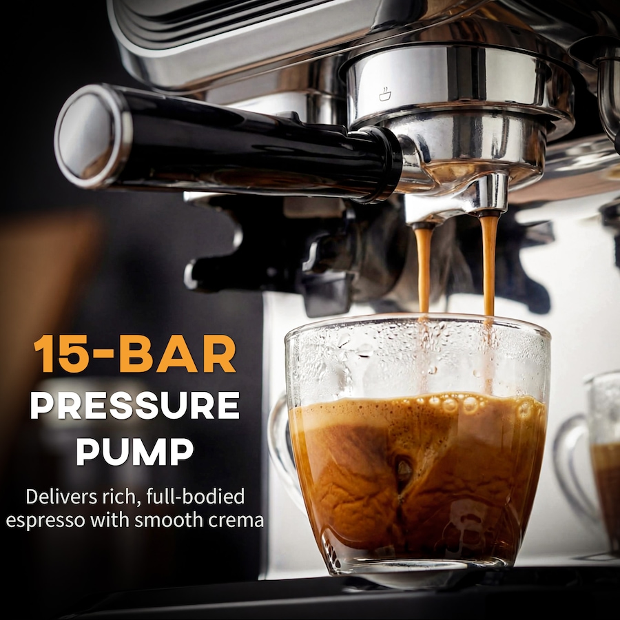 Image 916980_ALTMORE4.jpg, Product 916-980 / Price $289.99, HOMCOM Espresso Machine with Built-in Grinder Milk Frother Steam Wand Black from HOMCOM on TSC.ca's Kitchen department