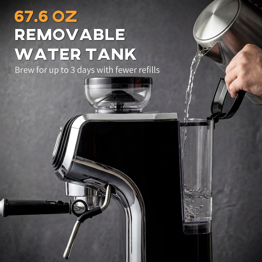 Image 916980_ALTMORE7.jpg, Product 916-980 / Price $289.99, HOMCOM Espresso Machine with Built-in Grinder Milk Frother Steam Wand Black from HOMCOM on TSC.ca's Kitchen department