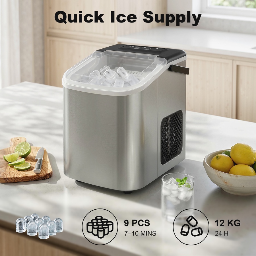 Image 916981_ALTMORE3.jpg, Product 916-981 / Price $129.99, HOMCOM Portable Ice Maker Countertop 9 Ice Cubes Ready in 7 Mins 26lbs/24H from HOMCOM on TSC.ca's Kitchen department