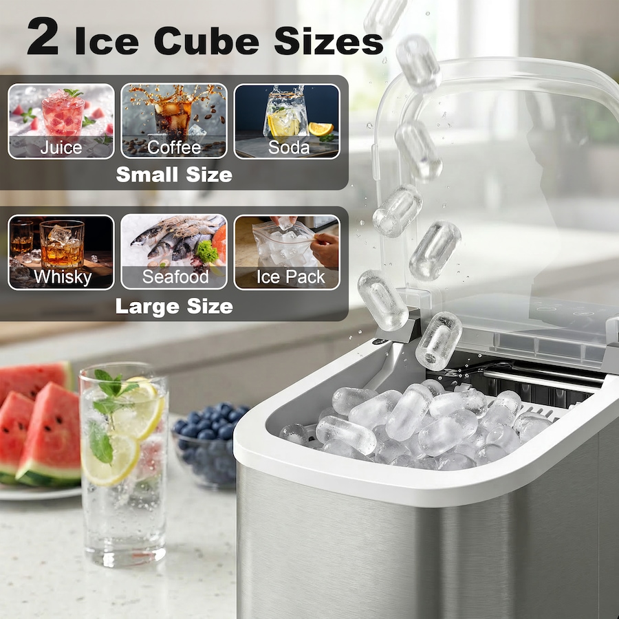 Image 916981_ALTMORE4.jpg, Product 916-981 / Price $129.99, HOMCOM Portable Ice Maker Countertop 9 Ice Cubes Ready in 7 Mins 26lbs/24H from HOMCOM on TSC.ca's Kitchen department