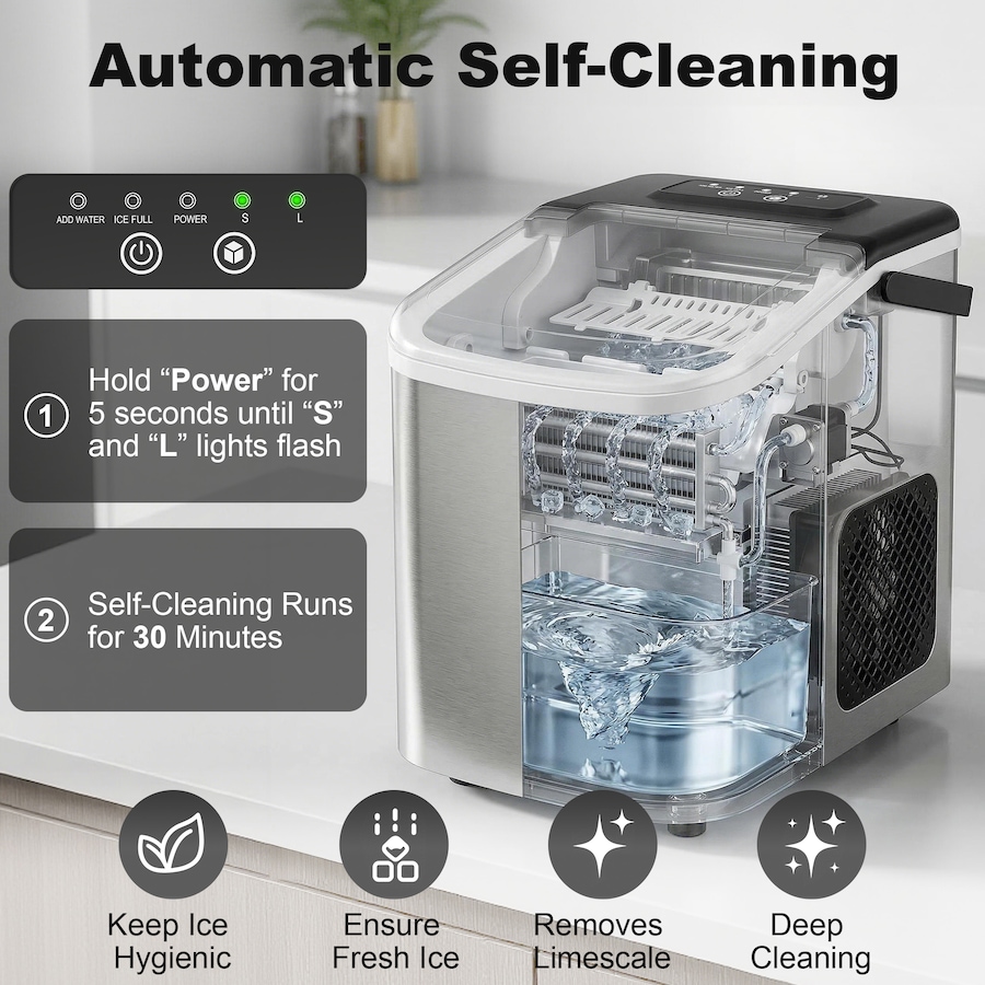 Image 916981_ALTMORE5.jpg, Product 916-981 / Price $129.99, HOMCOM Portable Ice Maker Countertop 9 Ice Cubes Ready in 7 Mins 26lbs/24H from HOMCOM on TSC.ca's Kitchen department