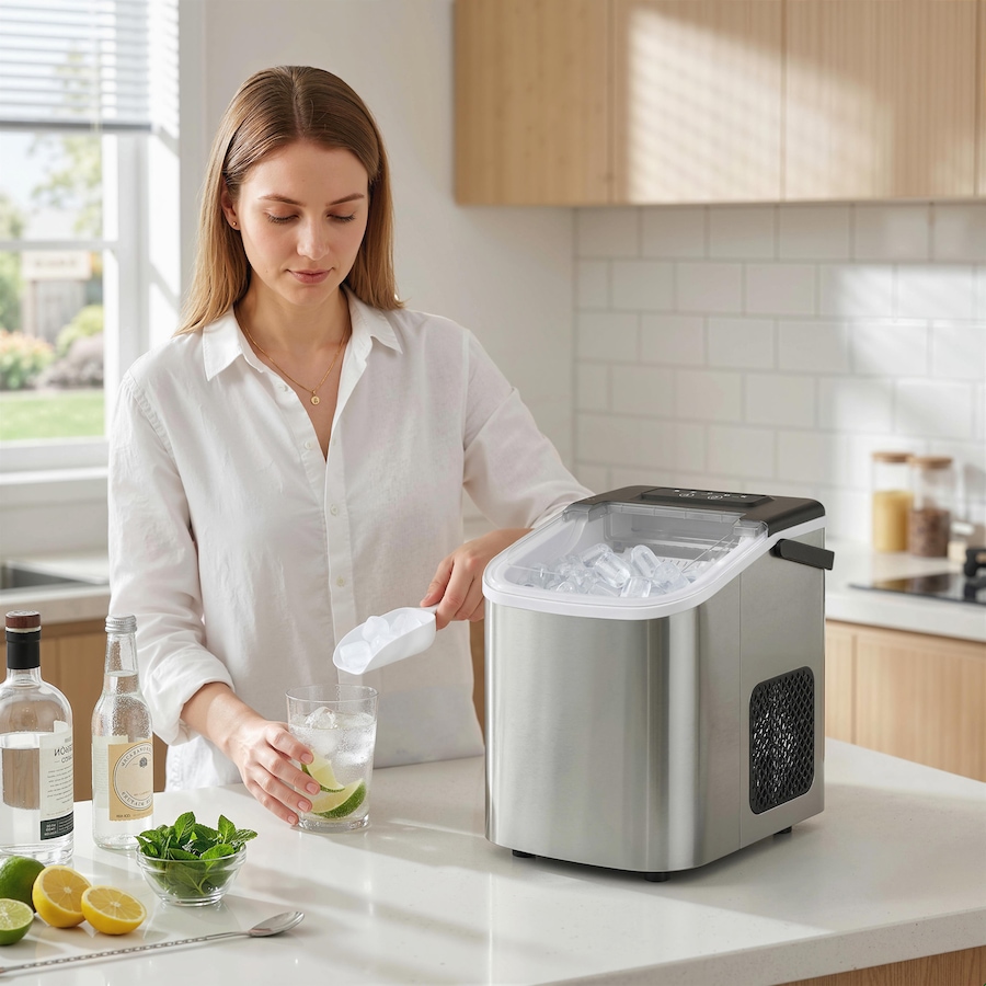 Image 916981_ALTMORE8.jpg, Product 916-981 / Price $129.99, HOMCOM Portable Ice Maker Countertop 9 Ice Cubes Ready in 7 Mins 26lbs/24H from HOMCOM on TSC.ca's Kitchen department