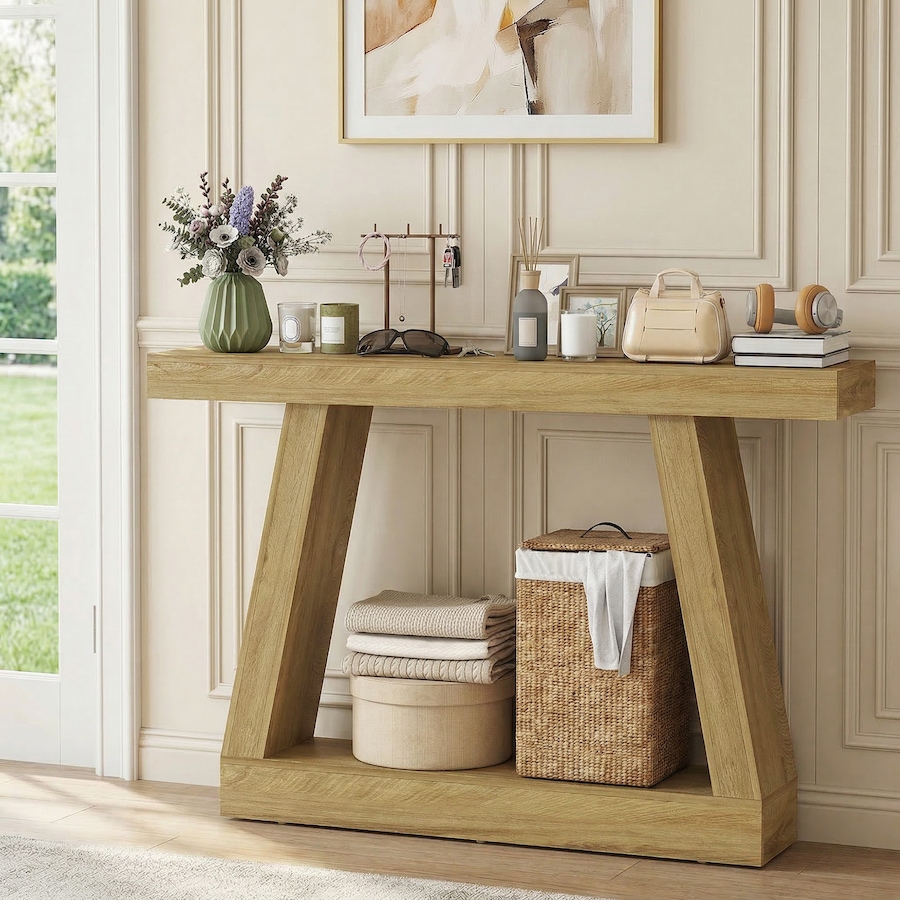 Image 916983_ALTMORE8.jpg, Product 916-983 / Price $129.99, HOMCOM 55" Farmhouse Console Table, Sofa Table Behind Couch, Oak from HOMCOM on TSC.ca's Home & Garden department
