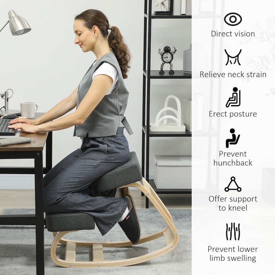 Image 917212_ALTMORE4.jpg, Product 917-212 / Price $53.99 - $59.99, HOMCOM Ergonomic Kneeling Chair, Wood Kneel Stool from HOMCOM on TSC.ca's Home & Garden department