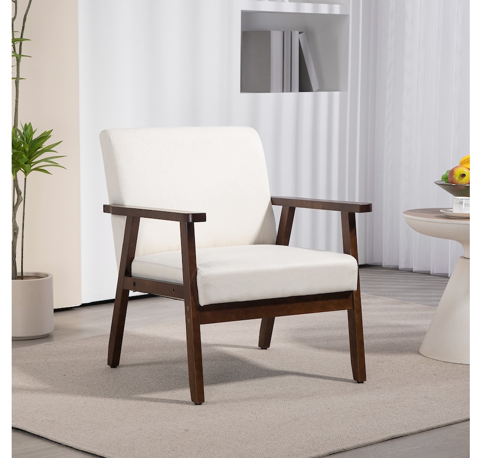 Image 917223_ALTMORE1.jpg, Product 917-223 / Price $149.99 - $152.99, HOMCOM Modern Accent Chair with Cushioned Seat and Rubberwood Arms from HOMCOM on TSC.ca's Home & Garden department