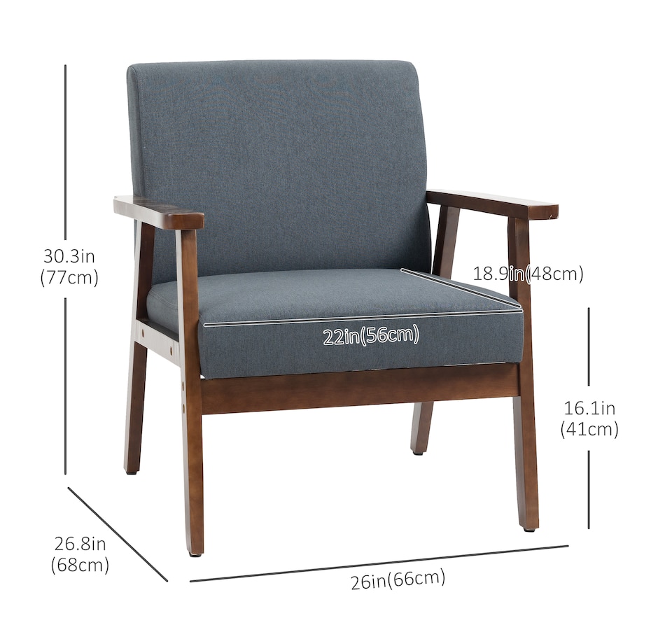Image 917223_ALTMORE11.jpg, Product 917-223 / Price $149.99 - $152.99, HOMCOM Modern Accent Chair with Cushioned Seat and Rubberwood Arms from HOMCOM on TSC.ca's Home & Garden department