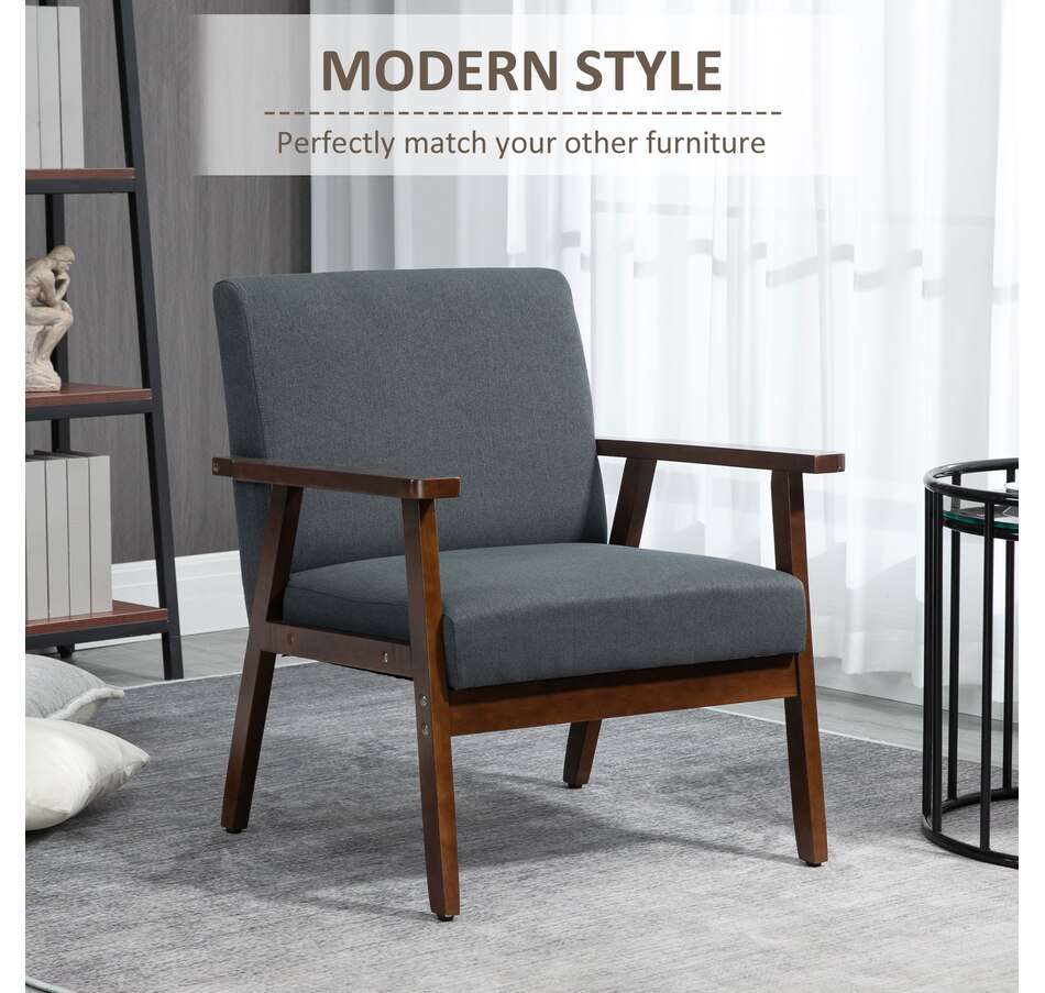 Image 917223_ALTMORE12.jpg, Product 917-223 / Price $149.99 - $152.99, HOMCOM Modern Accent Chair with Cushioned Seat and Rubberwood Arms from HOMCOM on TSC.ca's Home & Garden department