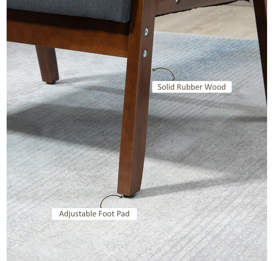 Image 917223_ALTMORE14.jpg, Product 917-223 / Price $149.99 - $152.99, HOMCOM Modern Accent Chair with Cushioned Seat and Rubberwood Arms from HOMCOM on TSC.ca's Home & Garden department