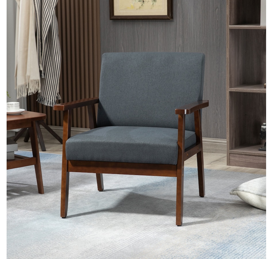 Image 917223_ALTMORE17.jpg, Product 917-223 / Price $149.99 - $152.99, HOMCOM Modern Accent Chair with Cushioned Seat and Rubberwood Arms from HOMCOM on TSC.ca's Home & Garden department