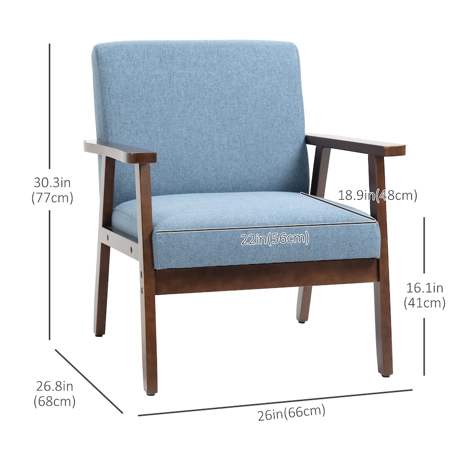 Image 917223_ALTMORE19.jpg, Product 917-223 / Price $149.99 - $152.99, HOMCOM Modern Accent Chair with Cushioned Seat and Rubberwood Arms from HOMCOM on TSC.ca's Home & Garden department