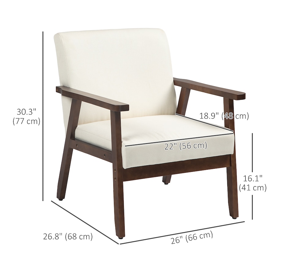 Image 917223_ALTMORE2.jpg, Product 917-223 / Price $149.99 - $152.99, HOMCOM Modern Accent Chair with Cushioned Seat and Rubberwood Arms from HOMCOM on TSC.ca's Home & Garden department