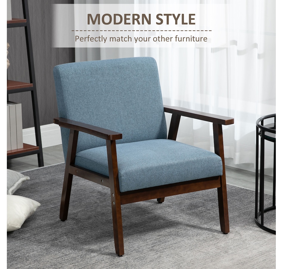 Image 917223_ALTMORE20.jpg, Product 917-223 / Price $149.99 - $152.99, HOMCOM Modern Accent Chair with Cushioned Seat and Rubberwood Arms from HOMCOM on TSC.ca's Home & Garden department