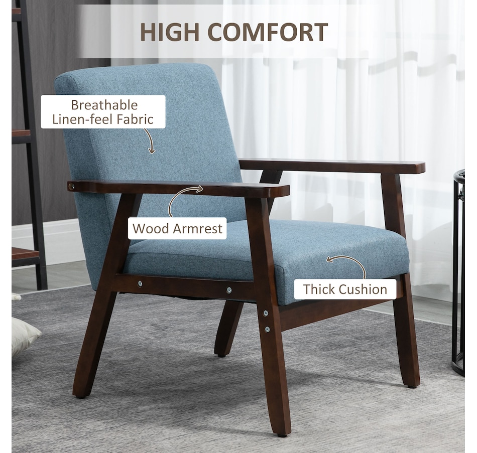 Image 917223_ALTMORE21.jpg, Product 917-223 / Price $149.99 - $152.99, HOMCOM Modern Accent Chair with Cushioned Seat and Rubberwood Arms from HOMCOM on TSC.ca's Home & Garden department