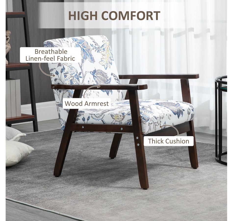 Image 917223_ALTMORE29.jpg, Product 917-223 / Price $149.99 - $152.99, HOMCOM Modern Accent Chair with Cushioned Seat and Rubberwood Arms from HOMCOM on TSC.ca's Home & Garden department