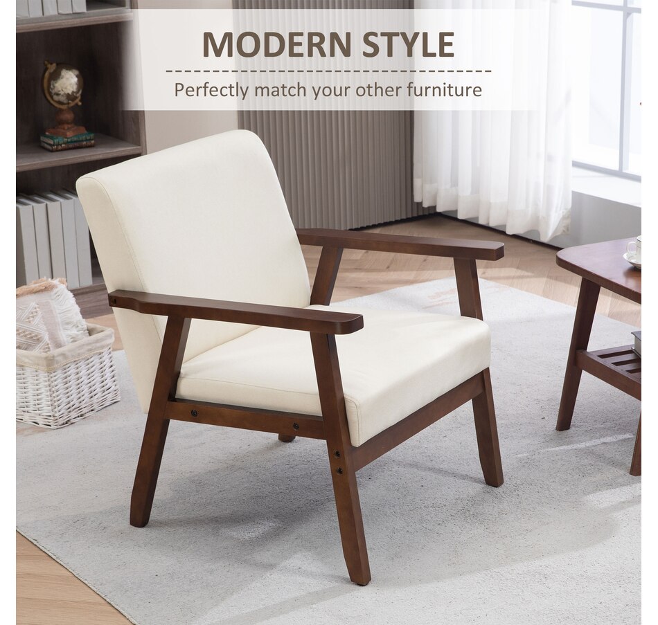 Image 917223_ALTMORE3.jpg, Product 917-223 / Price $149.99 - $152.99, HOMCOM Modern Accent Chair with Cushioned Seat and Rubberwood Arms from HOMCOM on TSC.ca's Home & Garden department