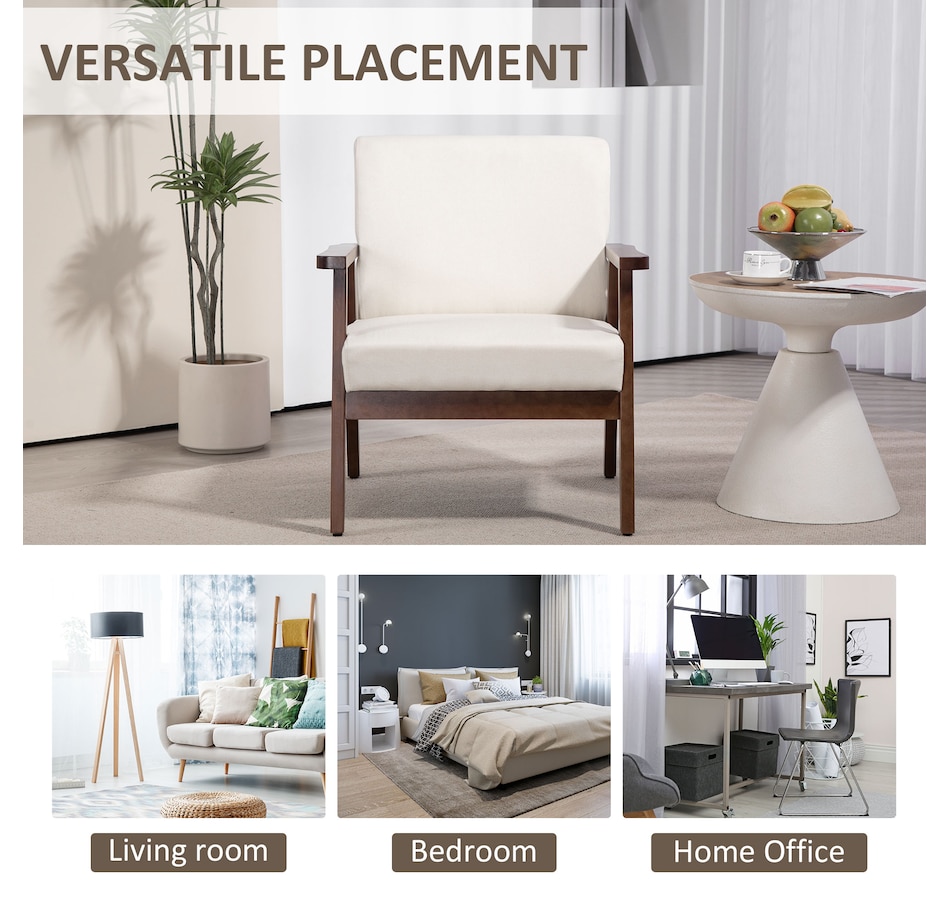 Image 917223_ALTMORE6.jpg, Product 917-223 / Price $149.99 - $152.99, HOMCOM Modern Accent Chair with Cushioned Seat and Rubberwood Arms from HOMCOM on TSC.ca's Home & Garden department
