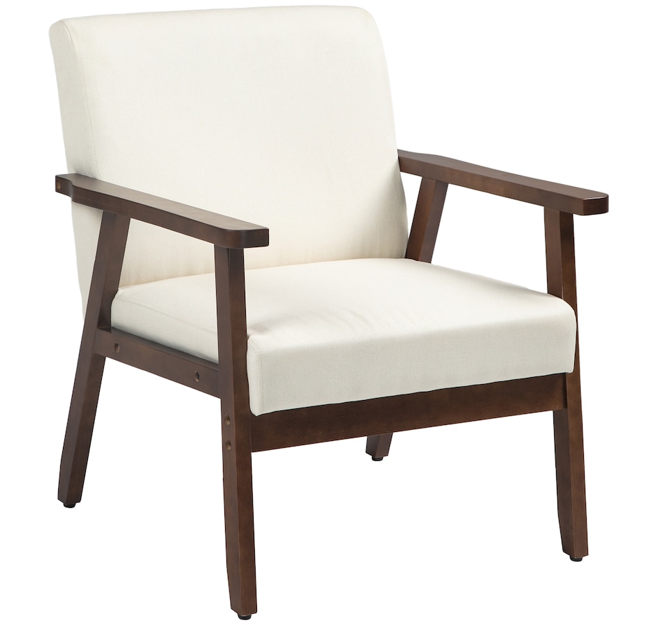 Image 917223_ST01.jpg, Product 917-223 / Price $149.99 - $152.99, HOMCOM Modern Accent Chair with Cushioned Seat and Rubberwood Arms from HOMCOM on TSC.ca's Home & Garden department