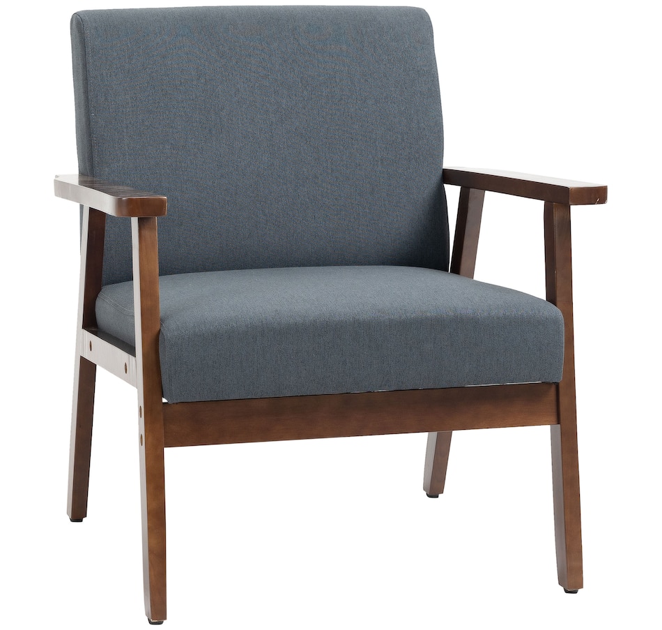 Image 917223_ST02.jpg, Product 917-223 / Price $149.99 - $152.99, HOMCOM Modern Accent Chair with Cushioned Seat and Rubberwood Arms from HOMCOM on TSC.ca's Home & Garden department