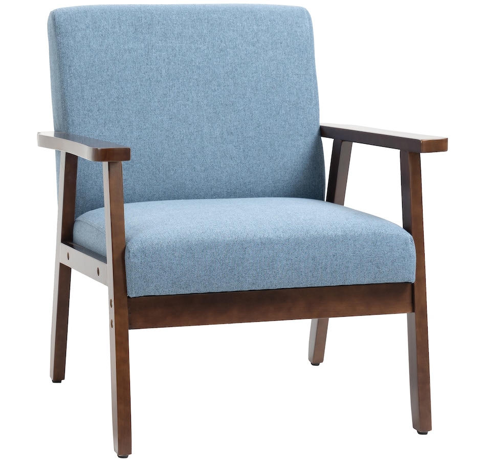 Image 917223_ST03.jpg, Product 917-223 / Price $149.99 - $152.99, HOMCOM Modern Accent Chair with Cushioned Seat and Rubberwood Arms from HOMCOM on TSC.ca's Home & Garden department