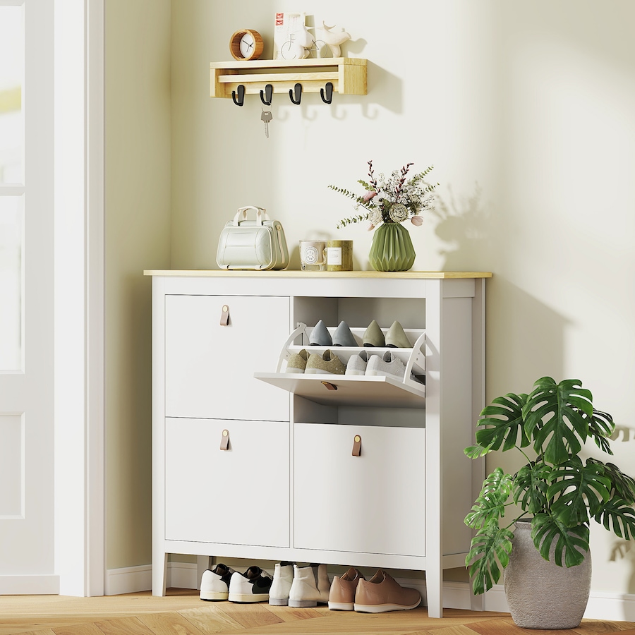 Image 917231_ALTMORE1.jpg, Product 917-231 / Price $124.99 - $174.99, HOMCOM Shoe Cabinet, Narrow Shoe Storage Cabinet, White from HOMCOM on TSC.ca's Home & Garden department