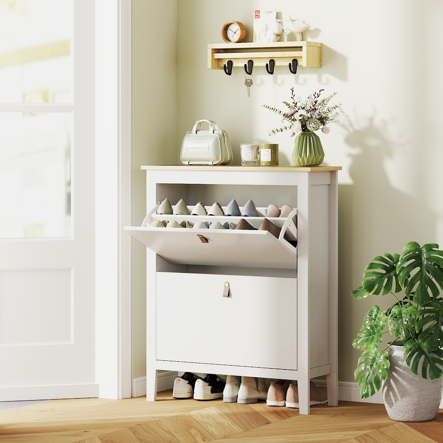 Image 917231_ALTMORE10.jpg, Product 917-231 / Price $124.99 - $174.99, HOMCOM Shoe Cabinet, Narrow Shoe Storage Cabinet, White from HOMCOM on TSC.ca's Home & Garden department