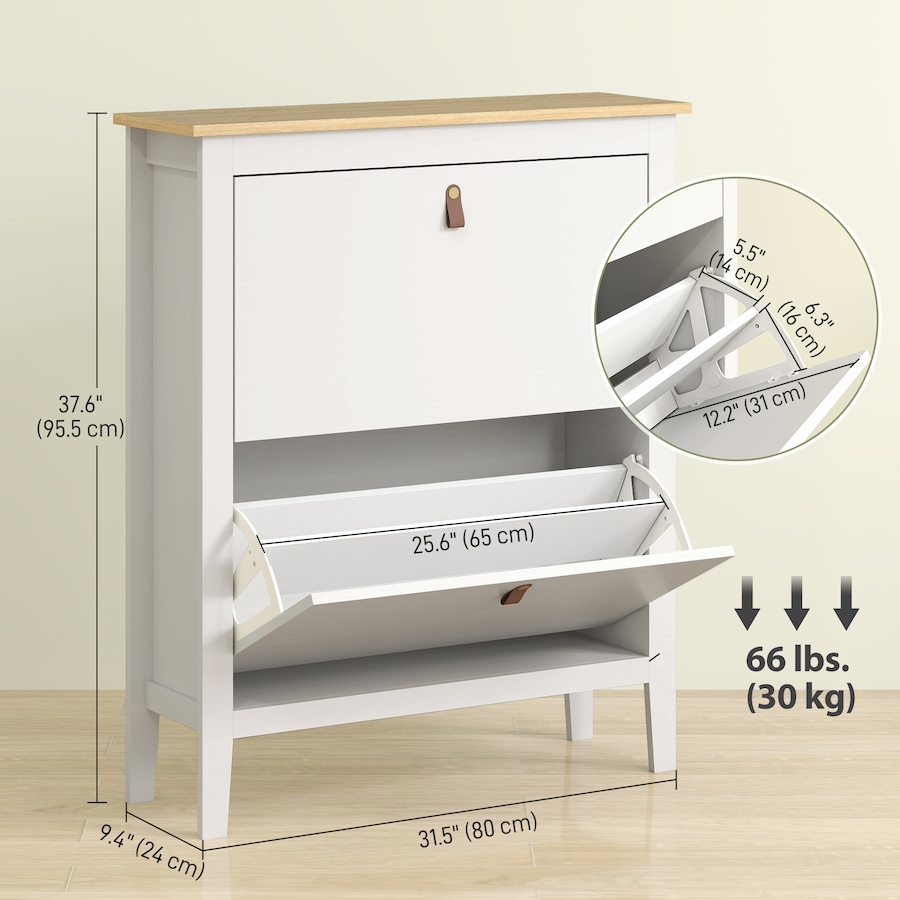 Image 917231_ALTMORE11.jpg, Product 917-231 / Price $124.99 - $174.99, HOMCOM Shoe Cabinet, Narrow Shoe Storage Cabinet, White from HOMCOM on TSC.ca's Home & Garden department