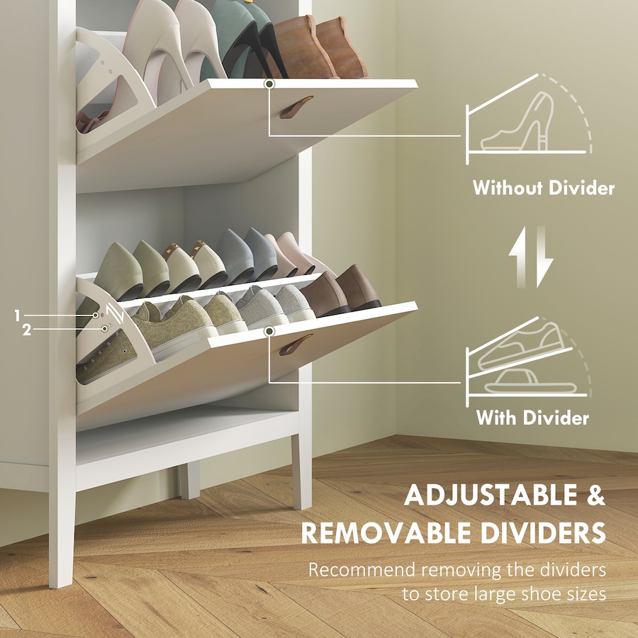 Image 917231_ALTMORE13.jpg, Product 917-231 / Price $124.99 - $174.99, HOMCOM Shoe Cabinet, Narrow Shoe Storage Cabinet, White from HOMCOM on TSC.ca's Home & Garden department