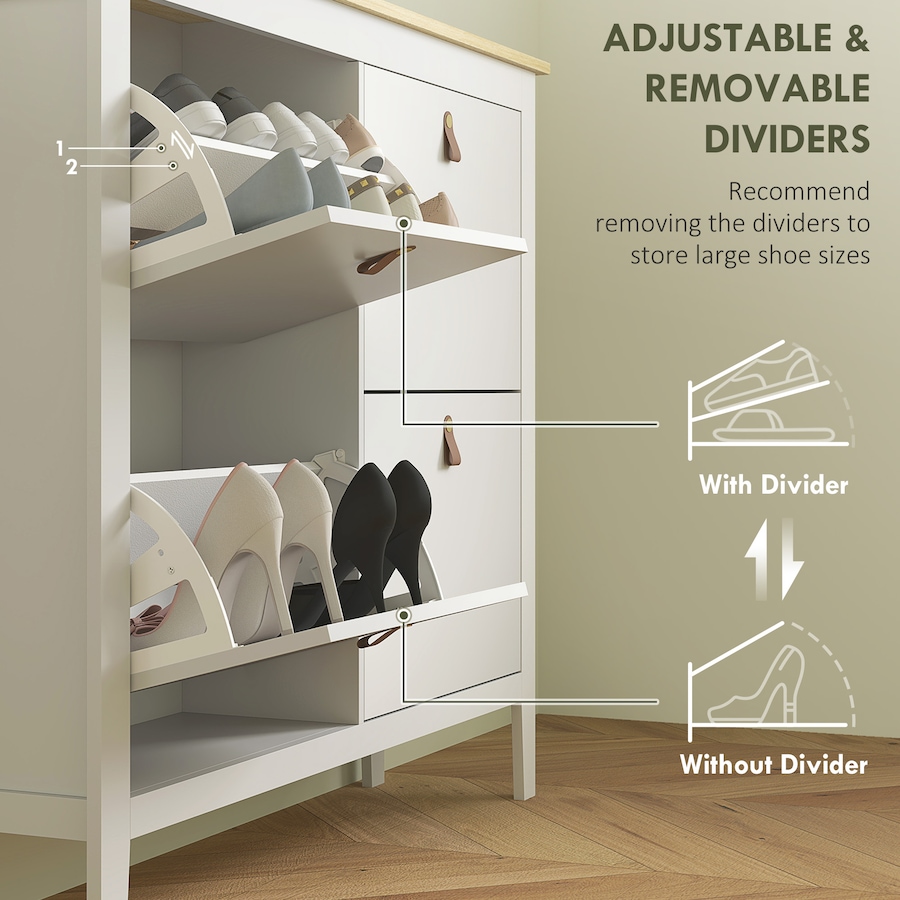 Image 917231_ALTMORE4.jpg, Product 917-231 / Price $124.99 - $174.99, HOMCOM Shoe Cabinet, Narrow Shoe Storage Cabinet, White from HOMCOM on TSC.ca's Home & Garden department