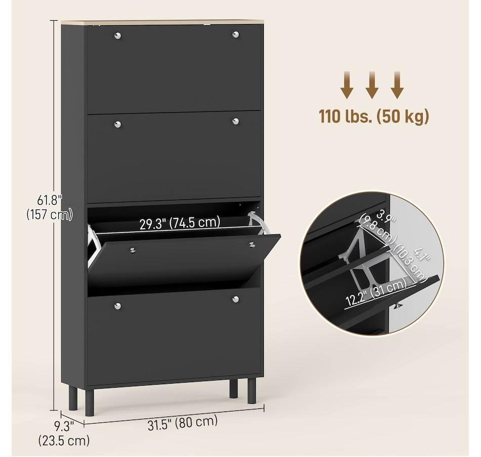 Image 917233_ALTMORE11.jpg, Product 917-233 / Price $179.99, HOMCOM Shoe Cabinet with 4 Flip Drawers, Narrow Shoe Storage Cabinet from HOMCOM on TSC.ca's Home & Garden department