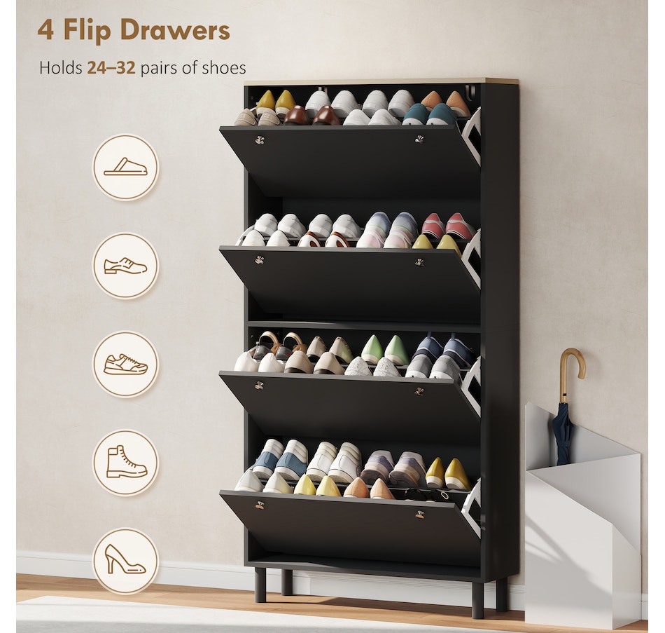 Image 917233_ALTMORE12.jpg, Product 917-233 / Price $179.99, HOMCOM Shoe Cabinet with 4 Flip Drawers, Narrow Shoe Storage Cabinet from HOMCOM on TSC.ca's Home & Garden department