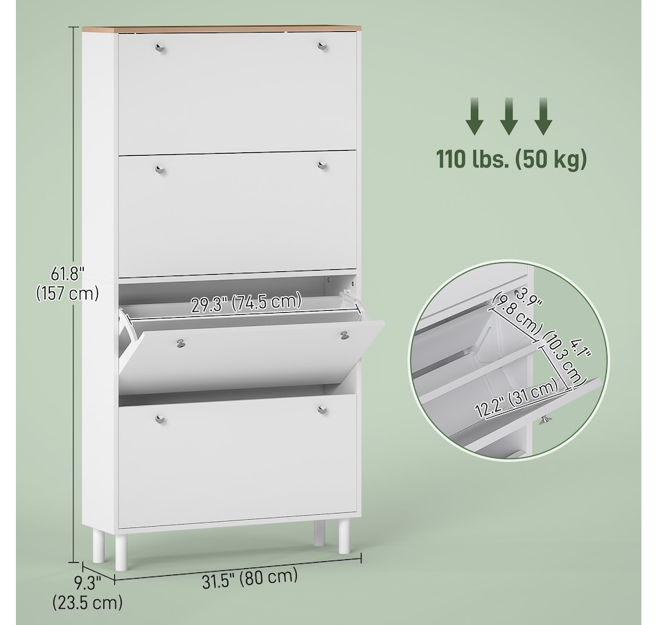 Image 917233_ALTMORE2.jpg, Product 917-233 / Price $179.99, HOMCOM Shoe Cabinet with 4 Flip Drawers, Narrow Shoe Storage Cabinet from HOMCOM on TSC.ca's Home & Garden department