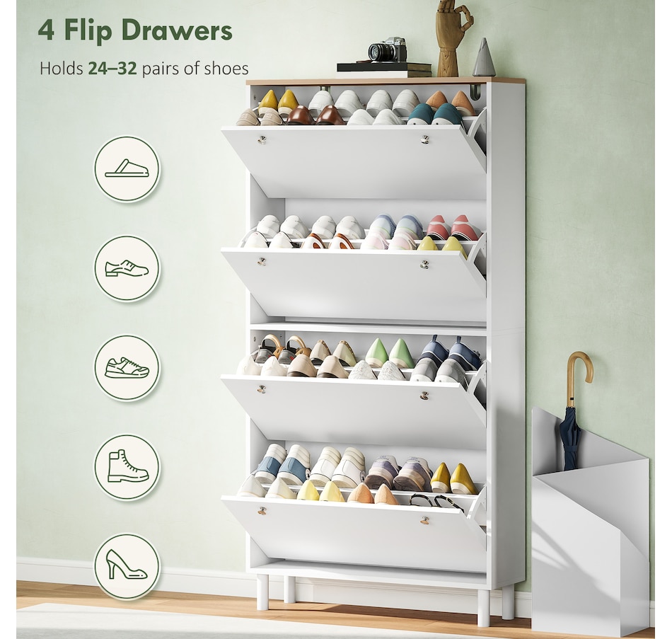 Image 917233_ALTMORE3.jpg, Product 917-233 / Price $179.99, HOMCOM Shoe Cabinet with 4 Flip Drawers, Narrow Shoe Storage Cabinet from HOMCOM on TSC.ca's Home & Garden department