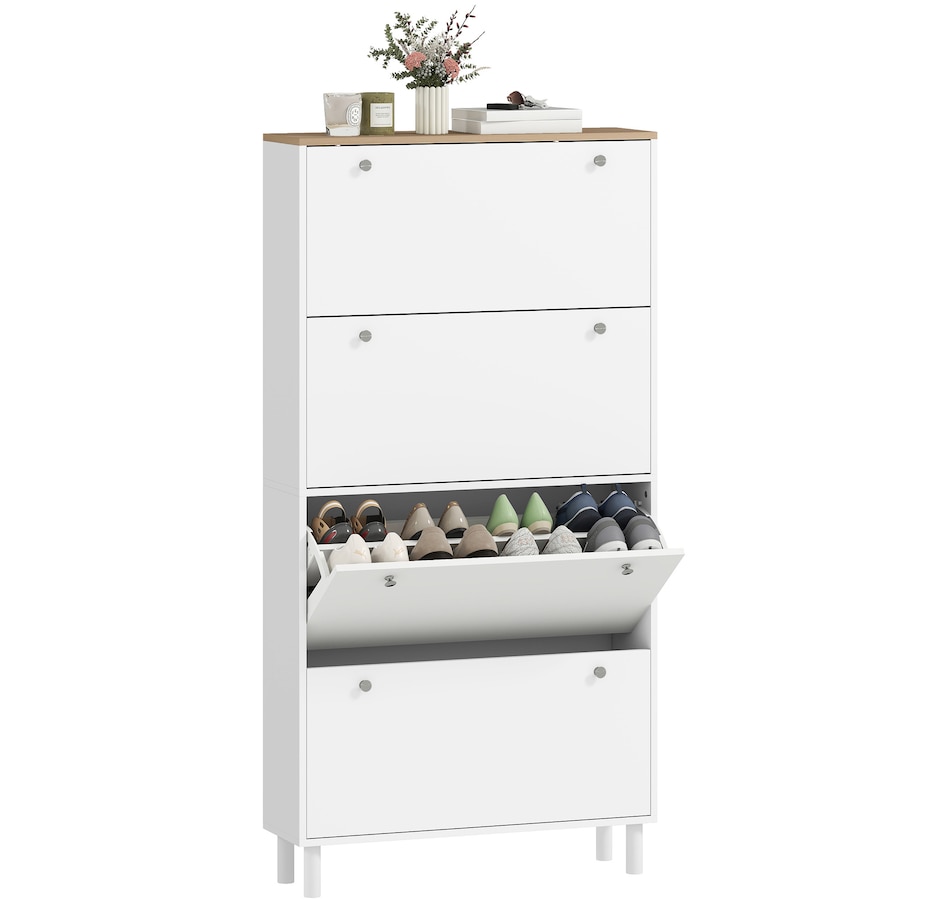 Image 917233_ST01.jpg, Product 917-233 / Price $179.99, HOMCOM Shoe Cabinet with 4 Flip Drawers, Narrow Shoe Storage Cabinet from HOMCOM on TSC.ca's Home & Garden department