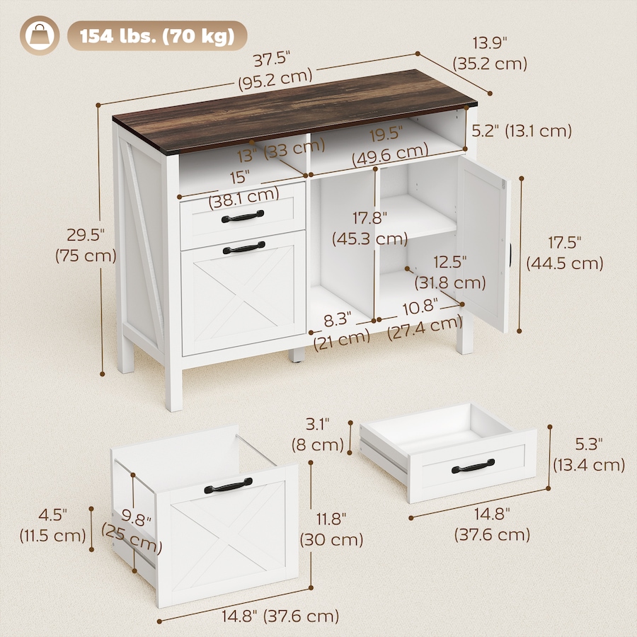 Image 917234_ALTMORE2.jpg, Product 917-234 / Price $154.99, HOMCOM Lateral File Cabinet for Letter and A4 Size Filing Cabinet, White from HOMCOM on TSC.ca's Home & Garden department