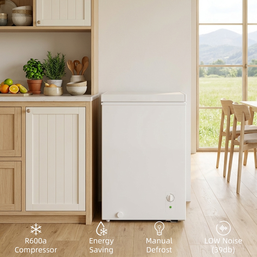 Image 917239_ALTMORE6.jpg, Product 917-239 / Price $299.99, HOMCOM Mini Freezer, 3.5 Cu.Ft Compact Chest Freezer, White from HOMCOM on TSC.ca's Kitchen department