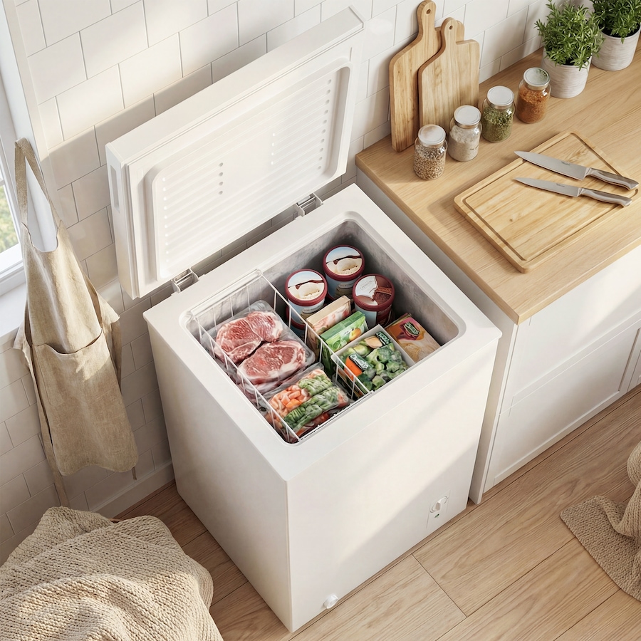 Image 917239_ALTMORE8.jpg, Product 917-239 / Price $299.99, HOMCOM Mini Freezer, 3.5 Cu.Ft Compact Chest Freezer, White from HOMCOM on TSC.ca's Kitchen department