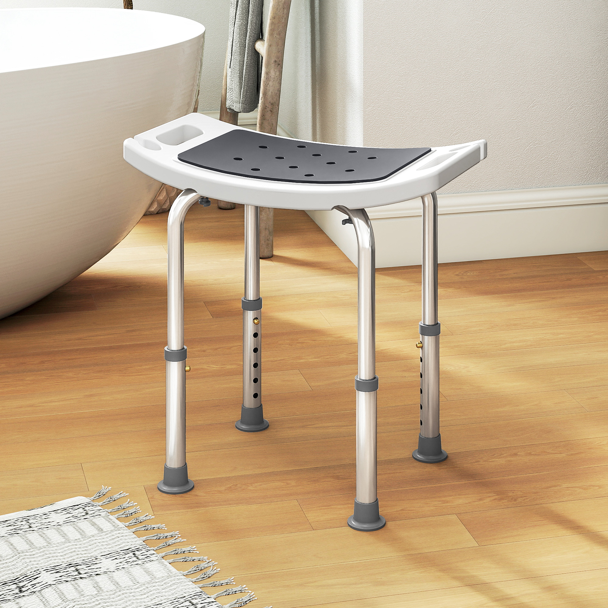 HOMCOM Shower Chair EVA Padded Bath Seat with Suction Cup Feet