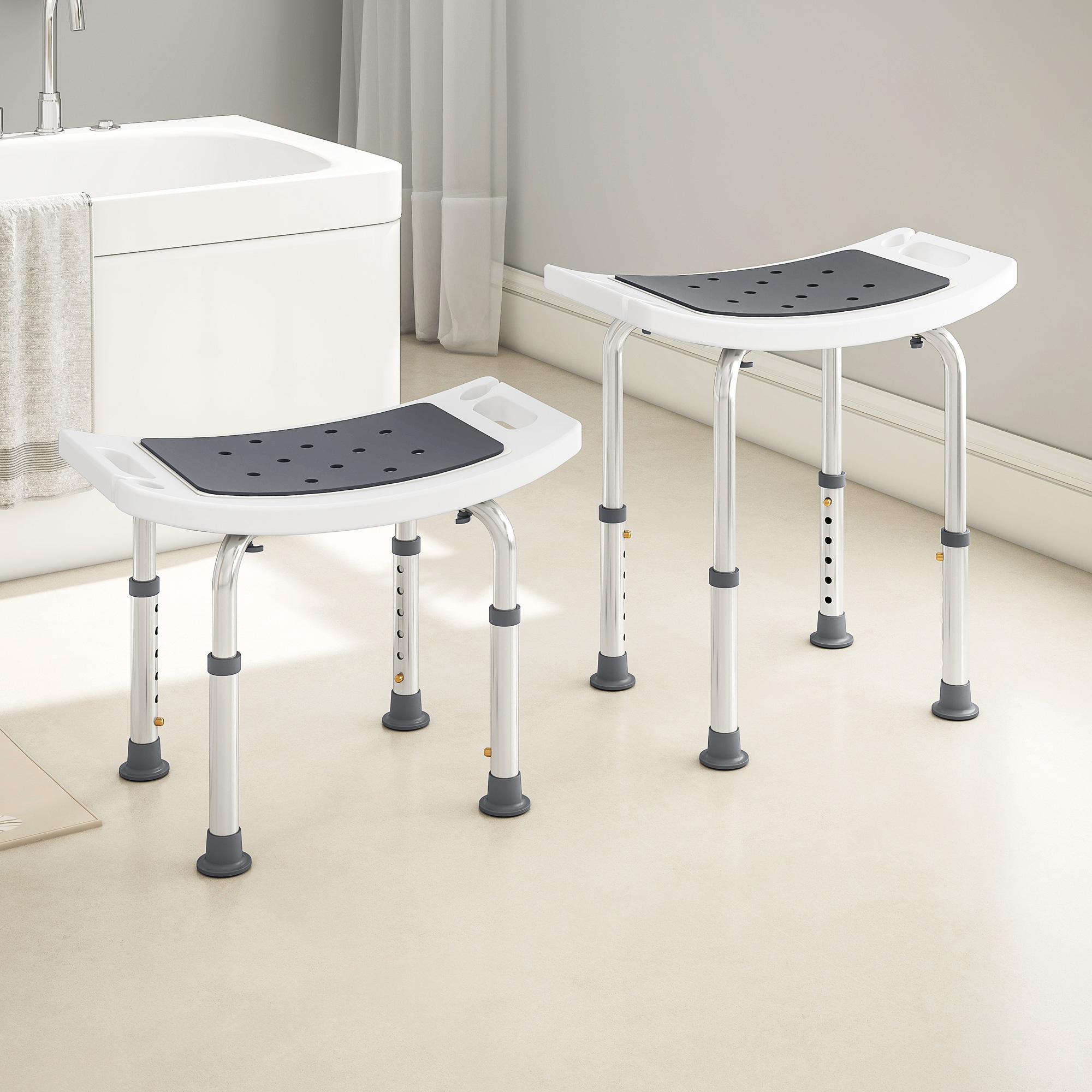 HOMCOM Shower Chair EVA Padded Bath Seat with Suction Cup Feet