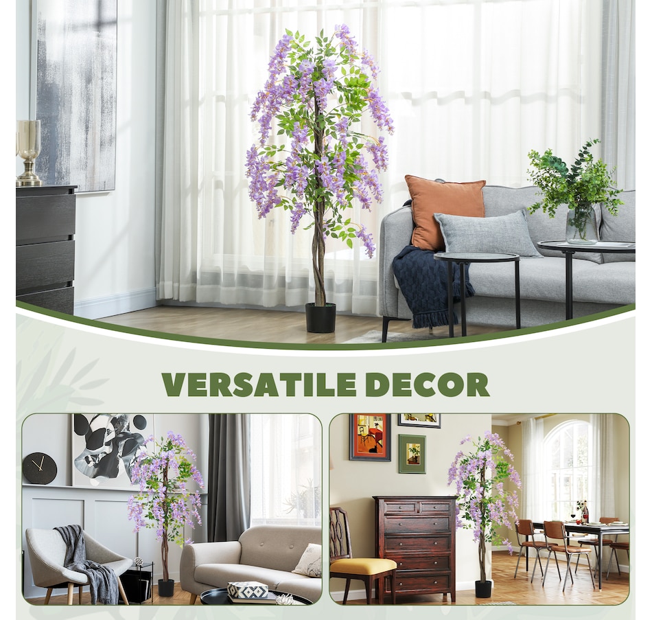 Image 917243_ALTMORE5.jpg, Product 917-243 / Price $109.99, HOMCOM 5.9FT Artificial Wisteria Tree with Natural Wood Purple from HOMCOM on TSC.ca's Home & Garden department