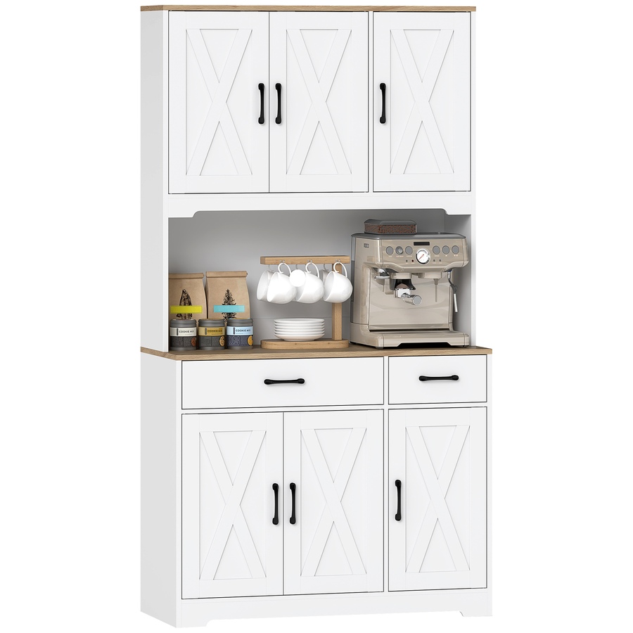 Image 917247.jpg, Product 917-247 / Price $289.99, HOMCOM Kitchen Pantry, 6 Doors, 2 Drawers, Rustic Kitchen Cabinet White from HOMCOM on TSC.ca's Home & Garden department