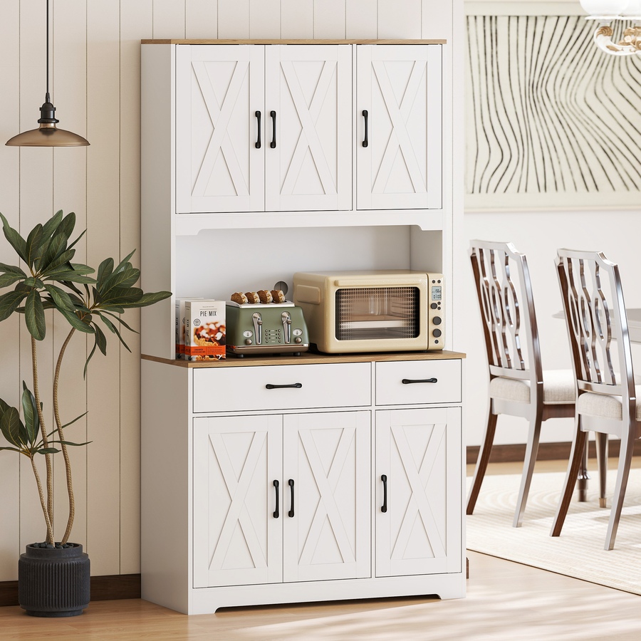 Image 917247_ALTMORE1.jpg, Product 917-247 / Price $289.99, HOMCOM Kitchen Pantry, 6 Doors, 2 Drawers, Rustic Kitchen Cabinet White from HOMCOM on TSC.ca's Home & Garden department