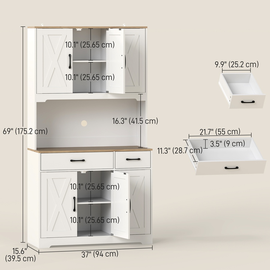 Image 917247_ALTMORE2.jpg, Product 917-247 / Price $289.99, HOMCOM Kitchen Pantry, 6 Doors, 2 Drawers, Rustic Kitchen Cabinet White from HOMCOM on TSC.ca's Home & Garden department