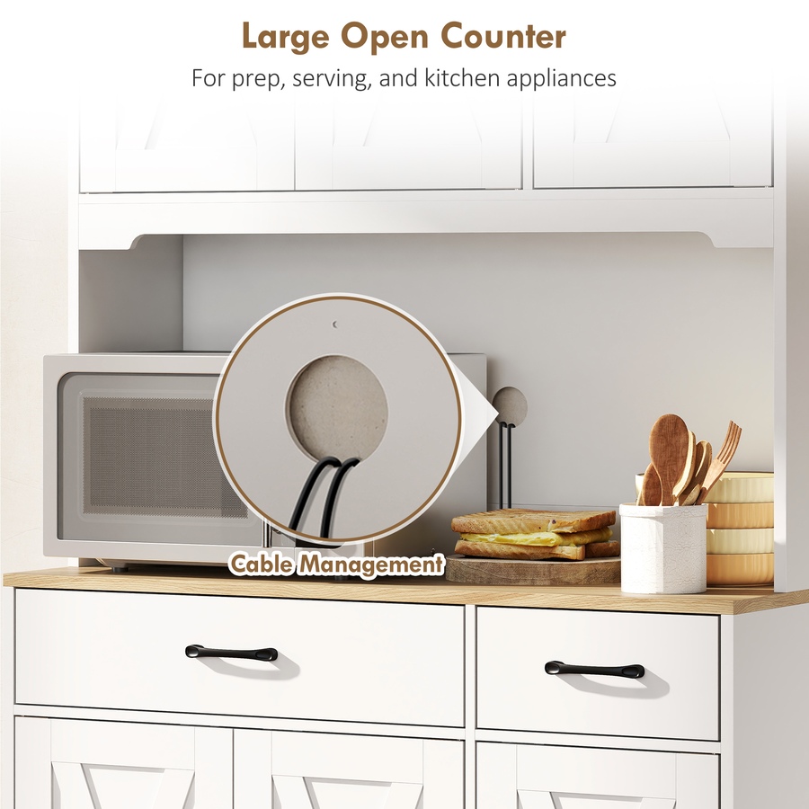 Image 917247_ALTMORE4.jpg, Product 917-247 / Price $289.99, HOMCOM Kitchen Pantry, 6 Doors, 2 Drawers, Rustic Kitchen Cabinet White from HOMCOM on TSC.ca's Home & Garden department
