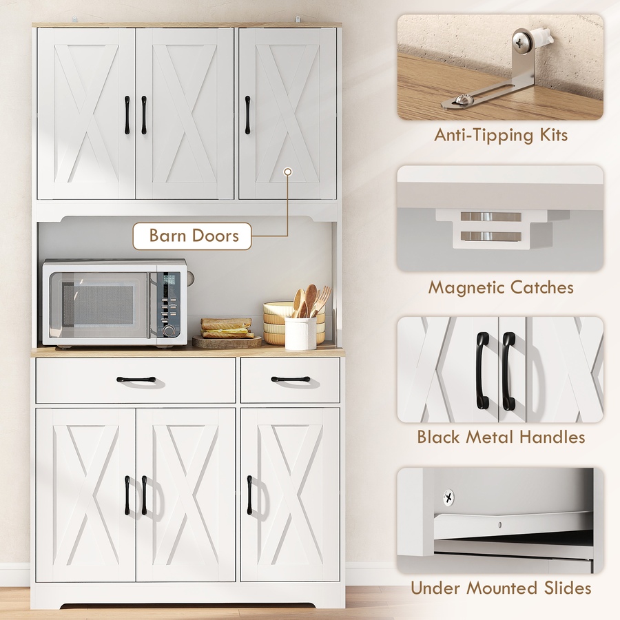Image 917247_ALTMORE5.jpg, Product 917-247 / Price $289.99, HOMCOM Kitchen Pantry, 6 Doors, 2 Drawers, Rustic Kitchen Cabinet White from HOMCOM on TSC.ca's Home & Garden department